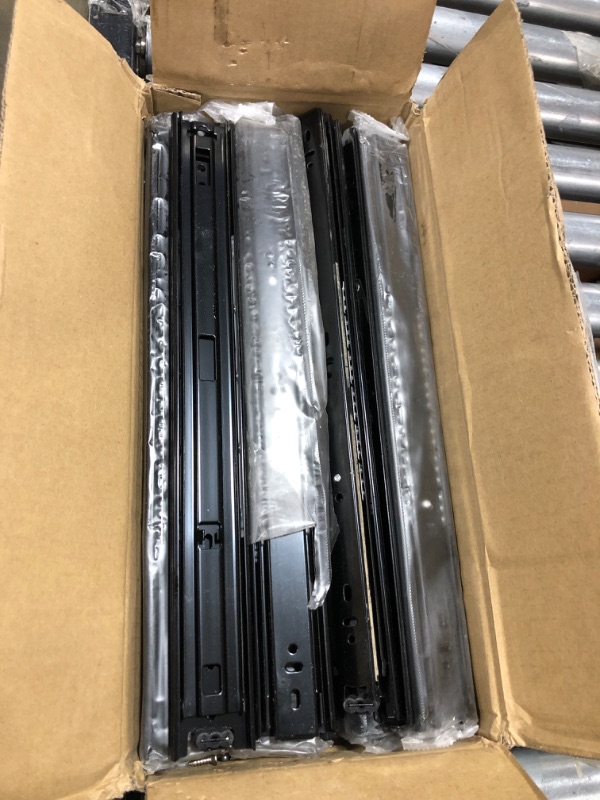 Photo 2 of 10 Pairs of 16 Inch Hardware 3-Section Full Extension Ball Bearing Side Mount Black Drawer Slides,100 LB Capacity Drawer Slide 16 Inch Black