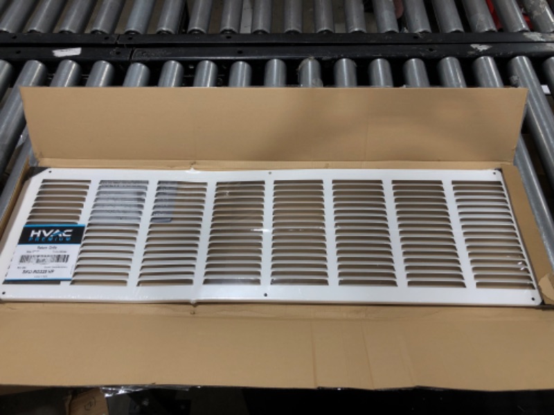 Photo 2 of 32" x 8" Return Air Grille - Sidewall and Ceiling - HVAC Vent Duct Cover Diffuser - [White] [Outer Dimensions: 33.75w X 9.75" h] 32x8 White