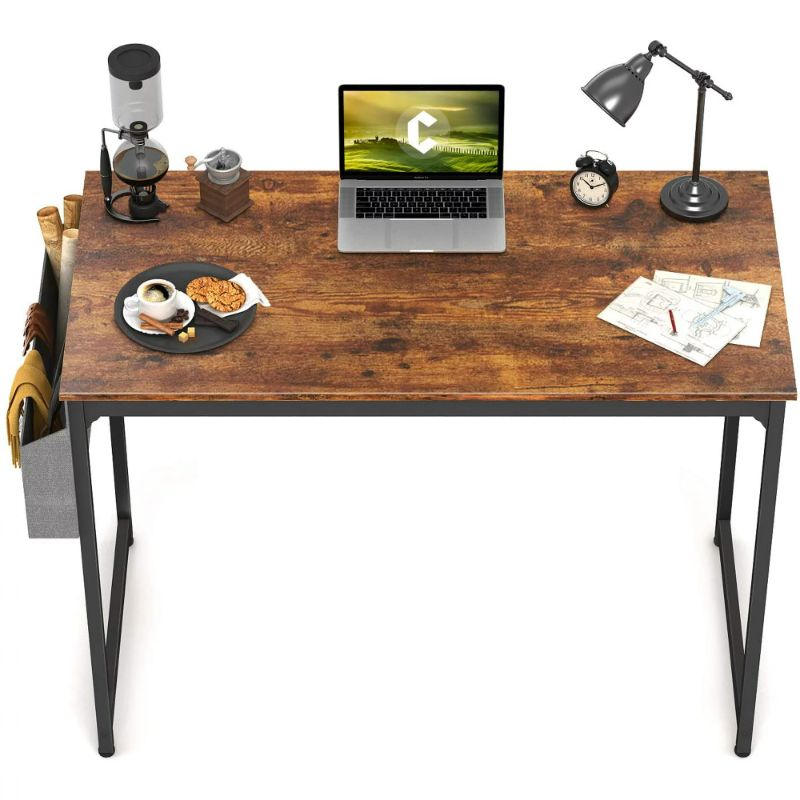 Photo 1 of CubiCubi Computer Desk 40" Home Office Writing Small Desk, Modern Simple Style PC Table, Black Metal Frame, Rustic Brown
