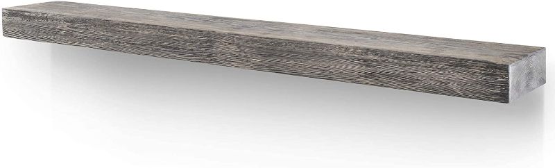 Photo 1 of BoscoMondo 60 Inch Fireplace Mantel - Solid Rustic Wood - Wall Mounted Floating Farmhouse Shelf - with Invisible Heavy Duty Metal Bracket (60", Grey)