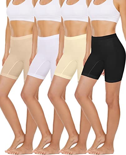 Photo 1 of 4 Pack Slip Shorts for Women Under Dress,Comfortable Smooth Yoga Shorts,Workout Biker Shorts m