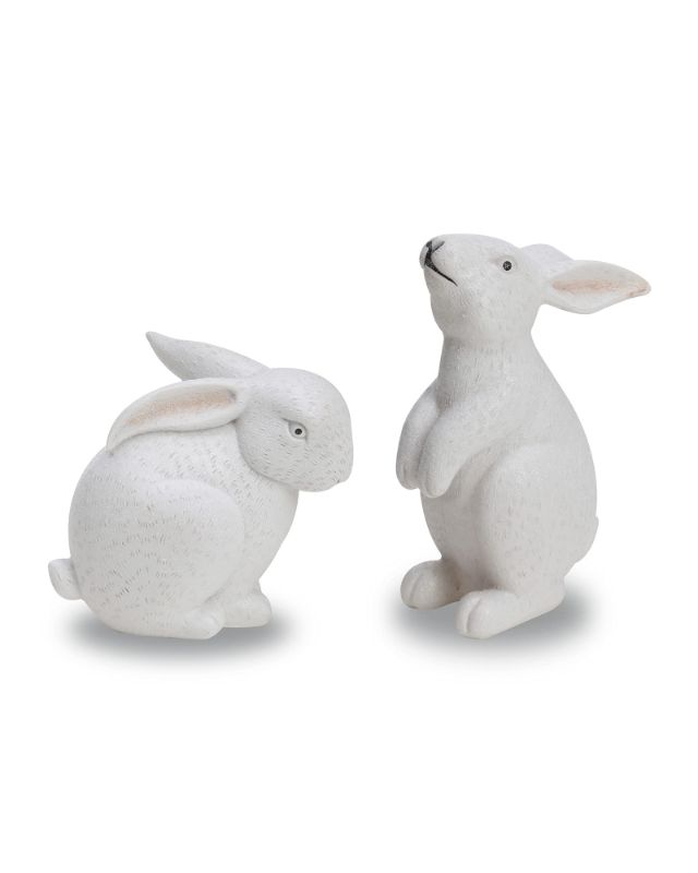 Photo 1 of DN DECONATION Resin Bunnies for Easter Decor Spring Decor Rabbit Figurines Rabbit Decorations (Large White Bunny Decor 2pcs) Elegant White Large