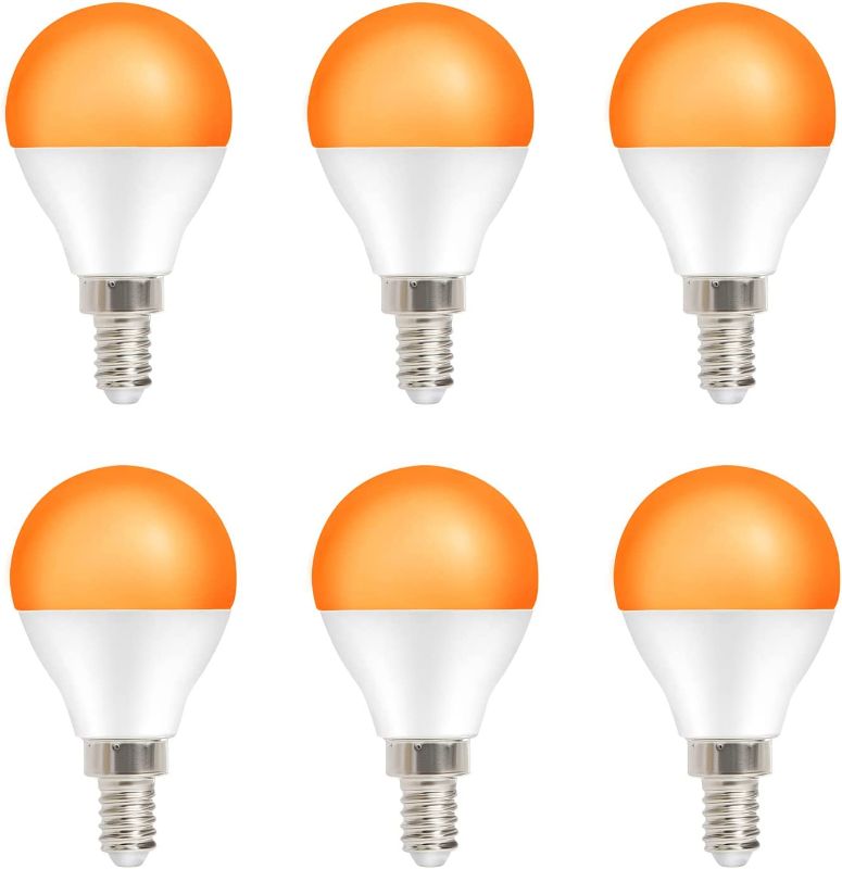 Photo 1 of 6 Pack G14 Small Base Orange Light Bulb E12 5W 1500K Not Dimmable LED Energy Saving Light Bulbs 40 Watt Equivalent Candelabra Bulb for Home 6 Pack