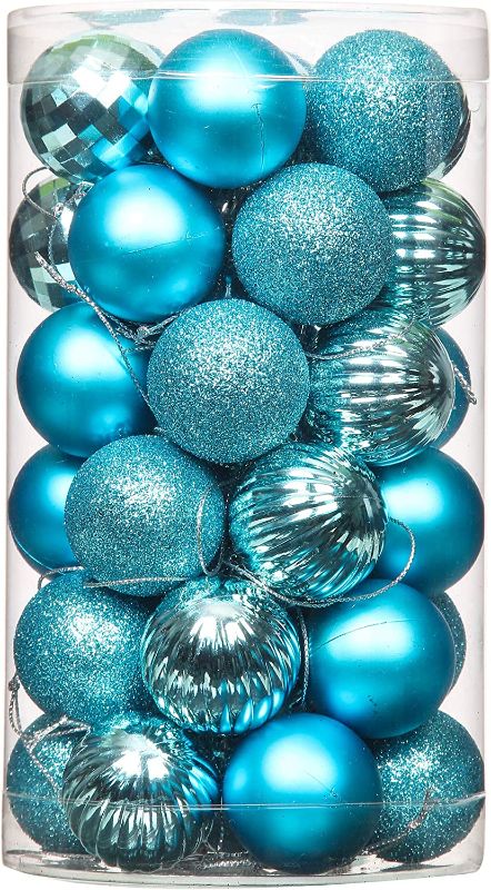 Photo 1 of 123pcs 4cm/1.57" Blue Mini Christmas Balls Ornaments Shatterproof Plastic Ornaments Balls Christmas Tree Decor Balls for Holiday Hanging Balls