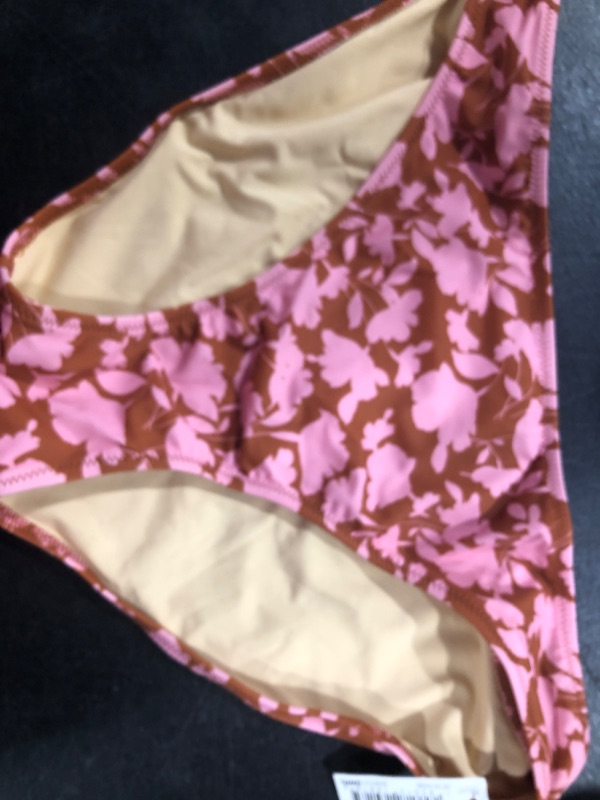 Photo 2 of Amazon Essentials Women's Classic Bikini Swimsuit Bottom Medium Pink/Brown, Floral