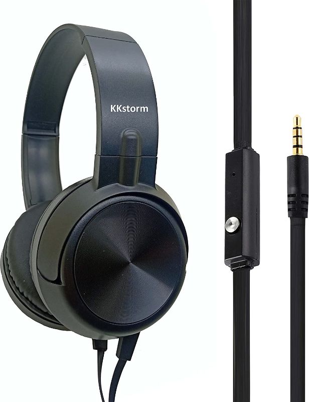 Photo 1 of kkstorm Kids Headphones Wired: Wired Bulk Headphones with Microphone for Laptop Headphones for Laptop with Microphone Headphones (906B Black Mic1 PCAK)