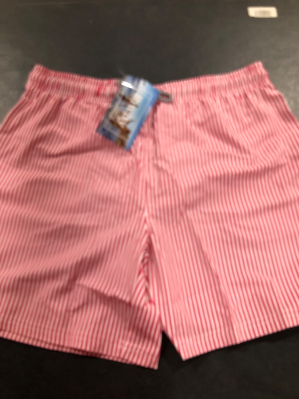 Photo 2 of Biwisy Mens Large Swim Trunks Quick Dry Beach Shorts Mesh Lining Swimwear Bathing Suits with Pockets Pink&white