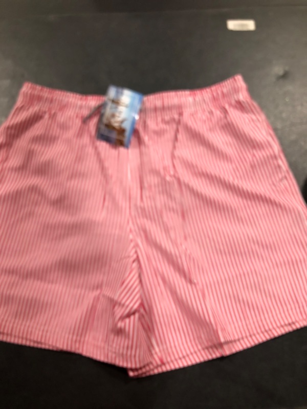 Photo 1 of Biwisy Mens Large Swim Trunks Quick Dry Beach Shorts Mesh Lining Swimwear Bathing Suits with Pockets Pink&white