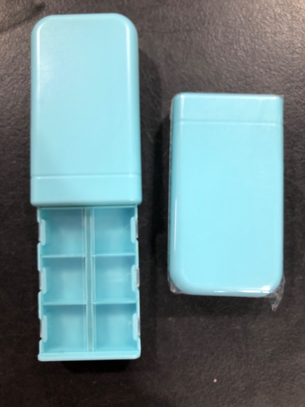 Photo 2 of 2 Pill Organizer Weekly Travel Pill Case Pocket Pill Container Daily Pill Box Blue Medicine Organizer Pill Caddy for Fish Oils