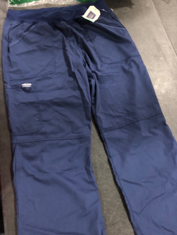 Photo 2 of Cherokee Women Scrubs Pant Workwear Revolution Mid Rise Straight Leg Pull-On WW110 Large Navy