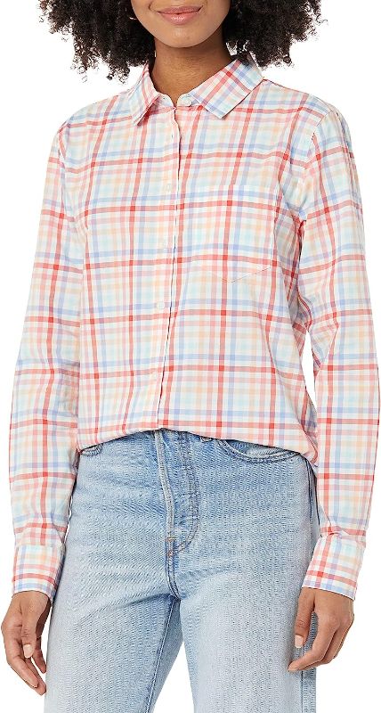 Photo 1 of Amazon Essentials Women's XXL Classic-Fit Long-Sleeve Button-Down Poplin Shirt 