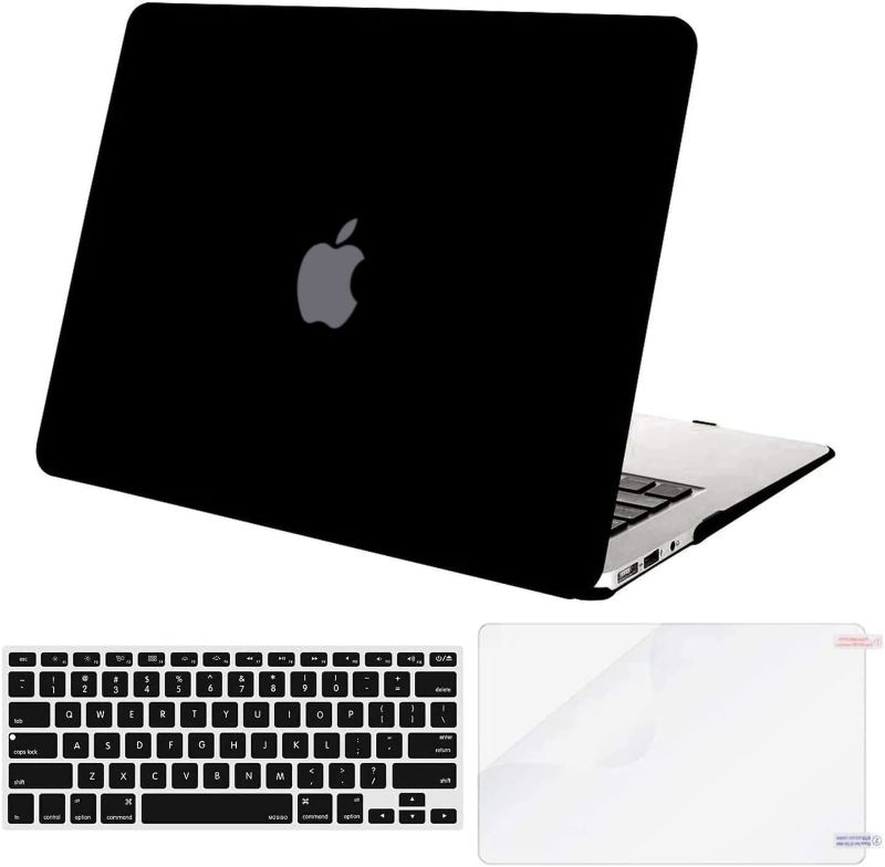Photo 1 of MOSISO Compatible with MacBook Air 13 inch Case (Models: A1369 & A1466, Older Version 2010-2017 Release), Protective Plastic Hard Shell Case & Keyboard Cover & Screen Protector, Black 