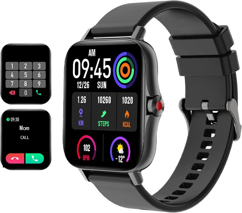 Photo 1 of Smart Watch with Text and Call 1.7 Full Touch Screen Fitness Watch Heart Rate Sleep Monitor Pedometer Fitness Tracker Watch for Android iOS Phones Smart Watches for Men or Women Smartwatch Waterproof 