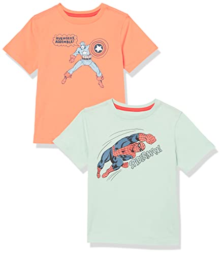 Photo 1 of Amazon Essentials Disney | Marvel | Star Wars Boys' Short-Sleeve T-Shirts, Pack of 2, Marvel Action, X-Large
