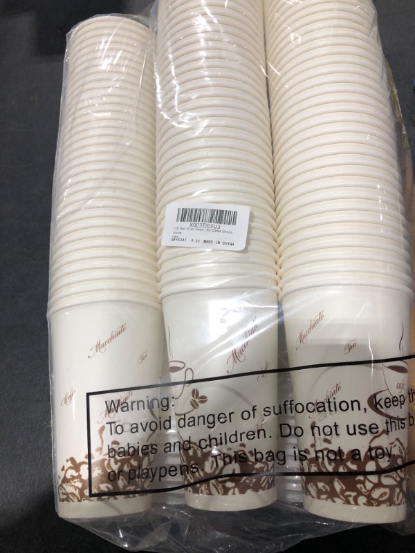 Photo 2 of 100 Set 16 oz Bulk Disposable Espresso Coffee Cups with Lids To Go Coffee Cups with Straws and Sleeves Disposable Coffee Cups Hot Cold Beverage Drinking Paper Cups for Home, Office, Cafe, Restaurant