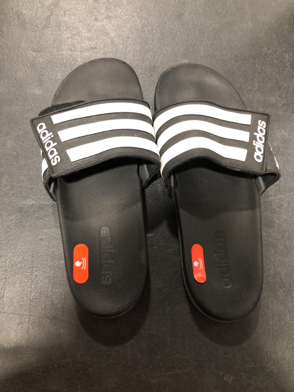 Photo 2 of adidas Men's Adilette Comfort Adjustable Slides Sandal 9 Black/White/Grey