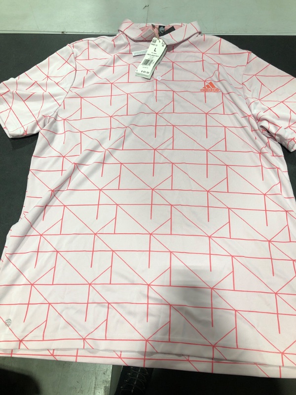 Photo 2 of adidas Men's Jacquard Polo Shirt Almost Pink/Semi Turbo Large