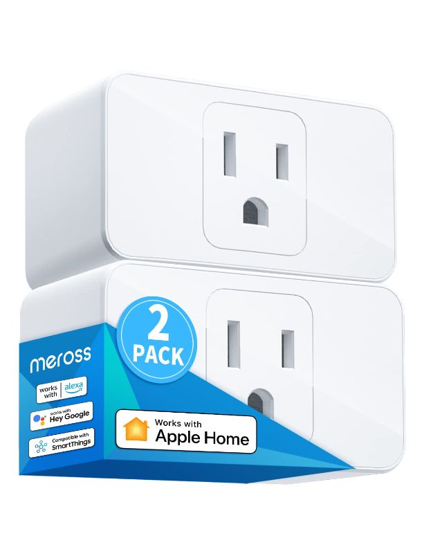 Photo 1 of Meross Smart Plug Mini, 15A & Reliable Wi-Fi, Support Apple HomeKit, Siri, Alexa, Echo, Google Assistant and Nest Hub, App Control, Timer, No Hub Needed, 2.4G WiFi Only, 2 pack
