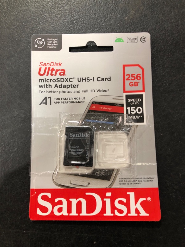 Photo 2 of SanDisk 256GB Ultra microSDXC UHS-I Memory Card with Adapter - Up to 150MB/s, C10, U1, Full HD, A1, MicroSD Card - SDSQUAC-256G-GN6MA New Generation 256GB