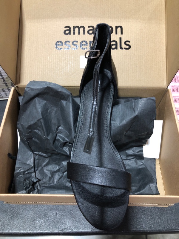 Photo 1 of Amazon Essentials Women's Two Strap Heeled Sandal 8.5 Black, Faux Leather