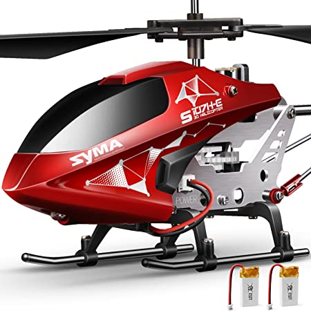 Photo 1 of SYMA Remote Control Helicopter, S107H-E Aircraft Toy with Altitude Hold, One Key Take Off/Landing, 3.5 Channel, High&Low Speed, LED Light, Fly Indoor for Kid Boy Beginner, 16min 2 Battery Red-Upgrade
