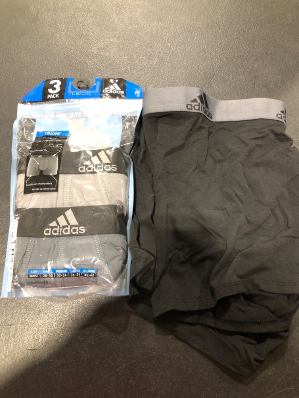 Photo 1 of adidas Men's Stretch Cotton 3-Pack Trunk X-Large Onix/Black Black/Onix Grey/Black