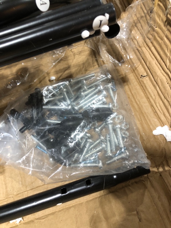 Photo 1 of JOISCOPE Double Rods Portable Garment Rack for Hanging clothes, Space Saving Clothing Rack, Freestanding Hanger with Bottom Shelves and 4 Hooks, Heavy Duty Clothes Rack for Bedroom, 46inch, Black F-Black