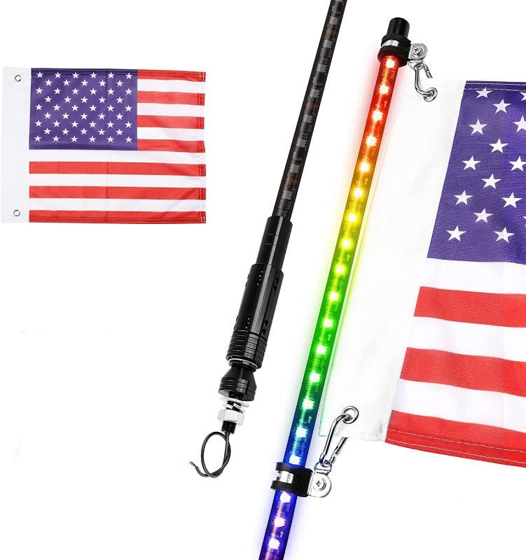 Photo 1 of SWATOW INDUSTRIES 5ft LED Whip Lights Lighted Antenna Whip RGB LED Whips with Remote Off Road Dancing/Chasing Light LED Lighted Whip for UTV RZR Jeep 4 Wheeler Dune Buggy ATV