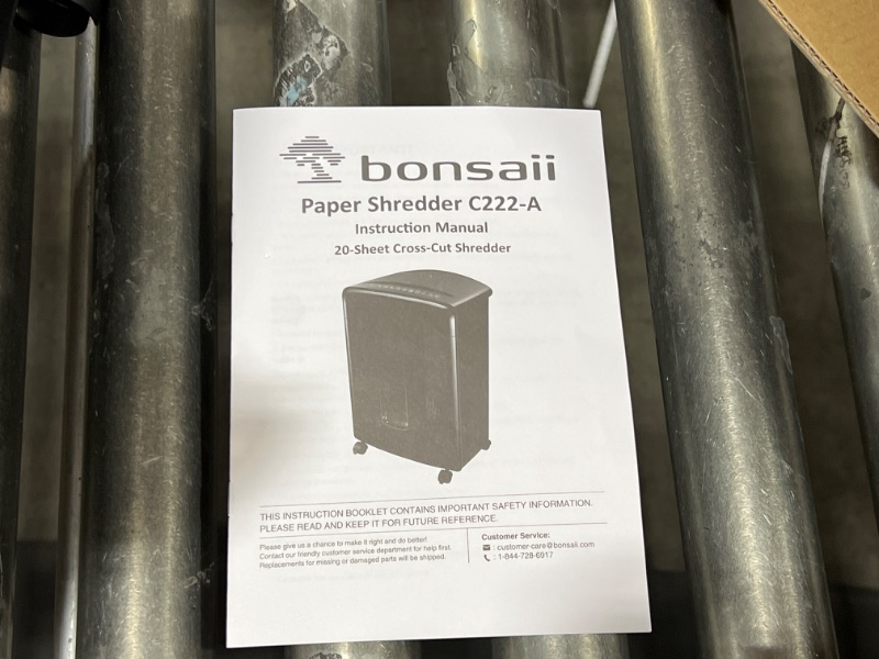 Photo 5 of STORE SEALED**Bonsaii Paper Shredder, 20-Sheet Cross-Cut Paper Shredder for Office Heavy Duty 20-Minutes Shredders with 6.6 Gallon Pullout Basket & 4 Casters for Credit Cards/Mail/Staples/Clips (C222-A) 20 Sheet