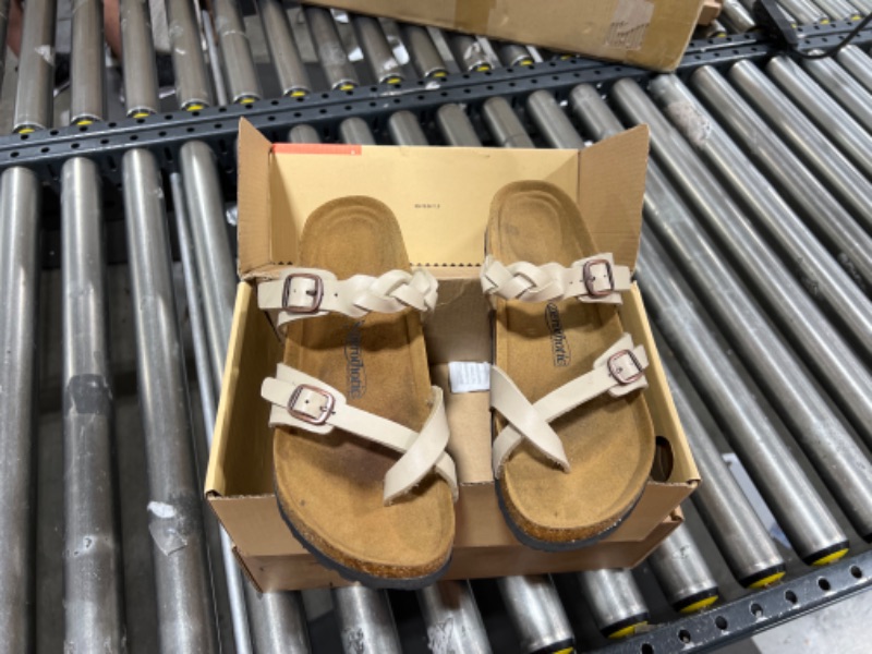 Photo 2 of AEROTHOTIC Memory Foam Cork Footbed Slides for Women Sandals with +Comfort & Arch Support 10 Irenic Cream