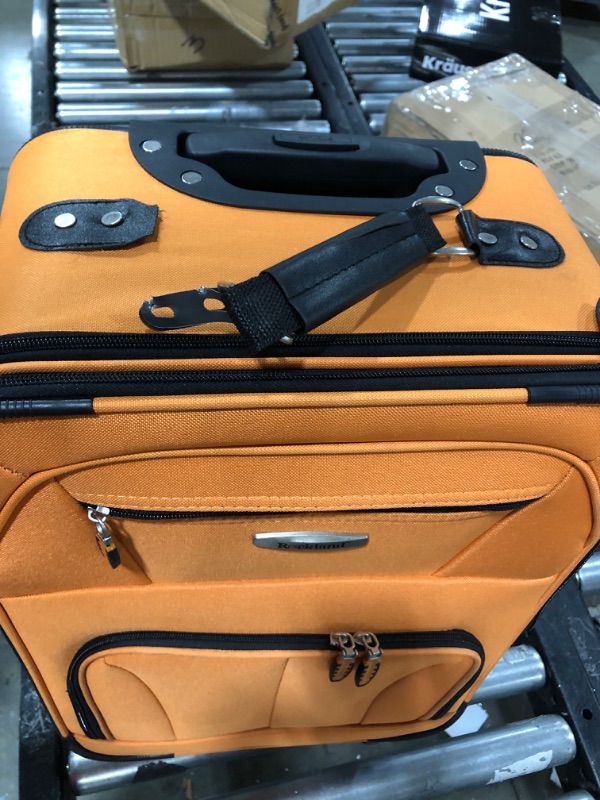 Photo 5 of Rockland Pasadena Softside Spinner Wheel Luggage, Orange, Carry-On 20-Inch Carry-On 20-Inch Orange