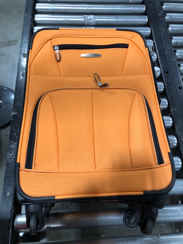 Photo 2 of Rockland Pasadena Softside Spinner Wheel Luggage, Orange, Carry-On 20-Inch Carry-On 20-Inch Orange