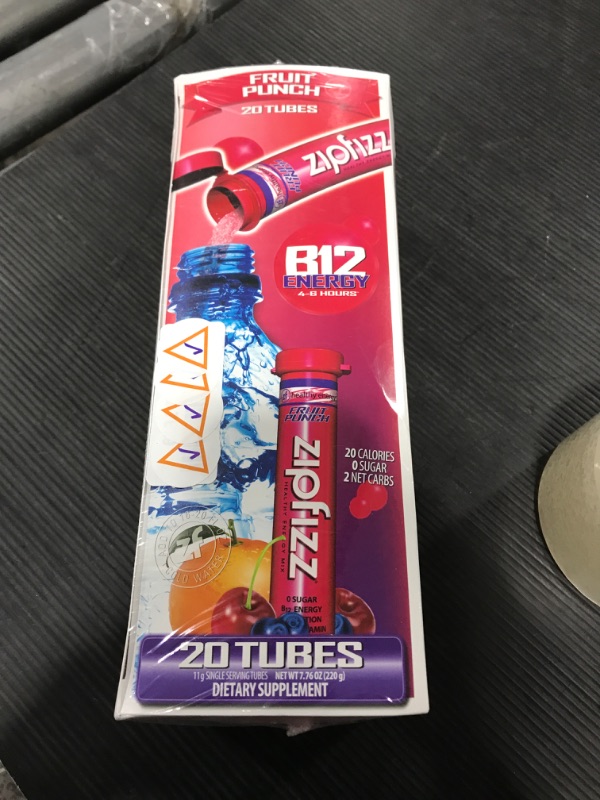 Photo 2 of Zipfizz Healthy Energy Drink Mix, Hydration with B12 and Multi Vitamins, Fruit Punch, 20 Tubes (Pack of 1) Fruit Punch 20
