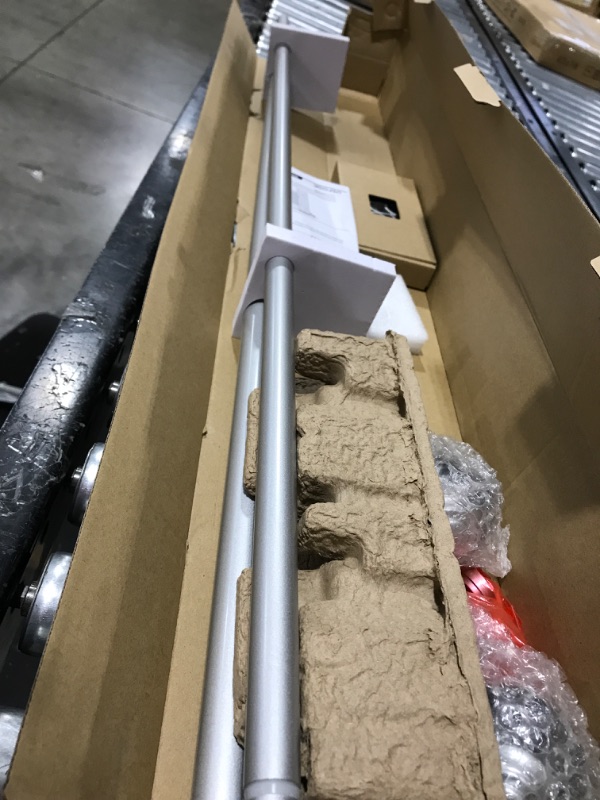 Photo 1 of USFOOK 1 Inch Double Curtain Rods 36 to 72 Inches(3-6 ft) Single Drapery Rods for Windows 24 to 68 Inches, Telescoping Dual Curtain Rod with Light Silver Translucent Finials 36-72" Light Silver