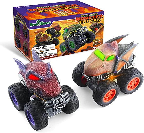 Photo 1 of DINOBROS Dinosaur Toys Pull Back Cars for Kids 3-5 Dragon and Pterosaur Monster Truck with Sound & Light Effect