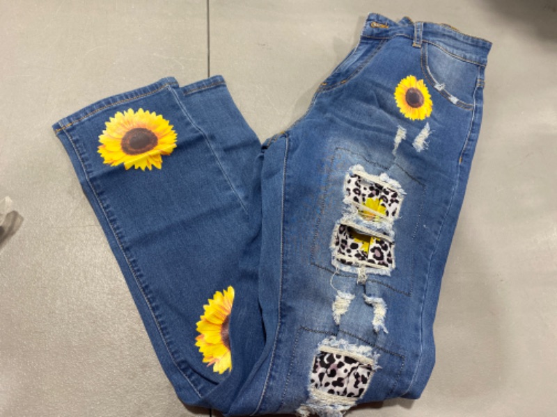 sunflower print jeans