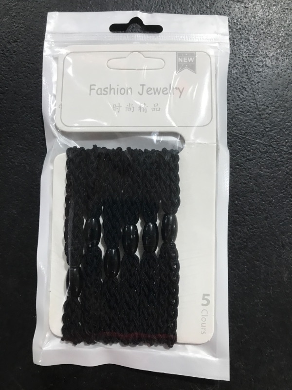 Photo 2 of Aigee Black Hair Ties,7 Strands Of Hand-woven Elastics Hair Bands Ponytail Holders,No Damage Hair Elastics for Women Girls Thick or Curly Hair,Set of 6-Exceptionally Secure with Gentle Hold back