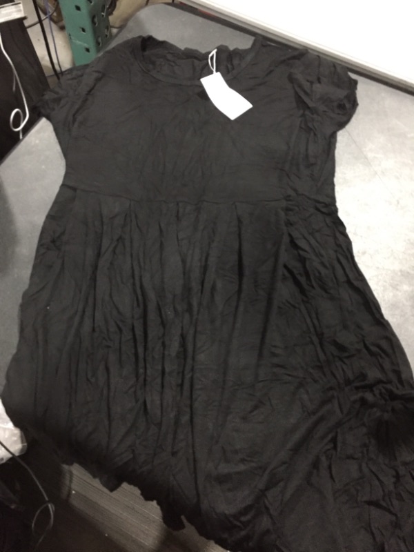 Photo 2 of  Women Plus Size Summer Dresses 2022 Slant Pocket Flare Hem Solid A-Line Dress---XL