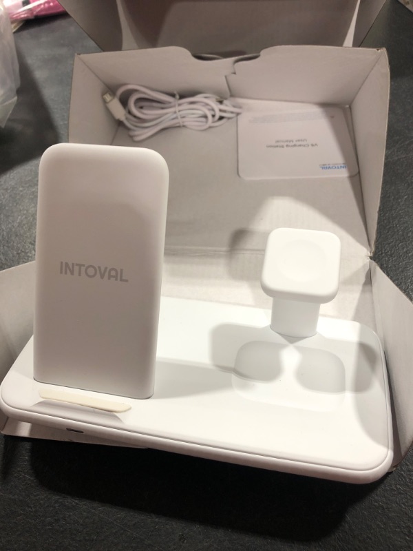 Photo 2 of Intoval Wireless Charging Station, for Apple Watch/iPhone/Airpods, iPhone 14/13/12/11/XS/XR/XS/X/8, iWatch 8/Ultra/7/6/SE/5/4/3/2, Airpods Pro2/Pro1/3/2. (V5,White)