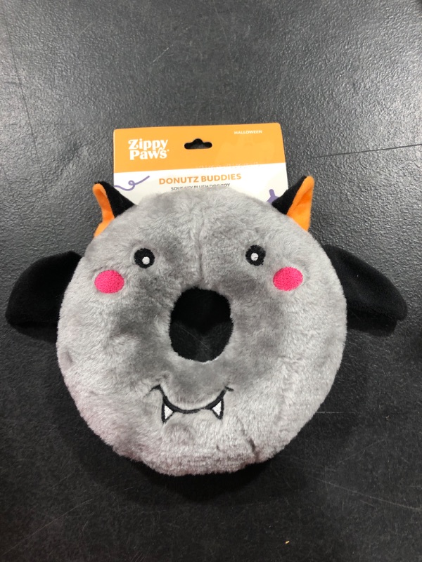 Photo 2 of ZippyPaws Halloween Donutz Buddies Bat Dog Toy - Black