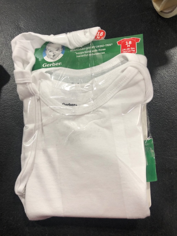 Photo 2 of Gerber Baby  Short Sleeve Onesies - White 18M