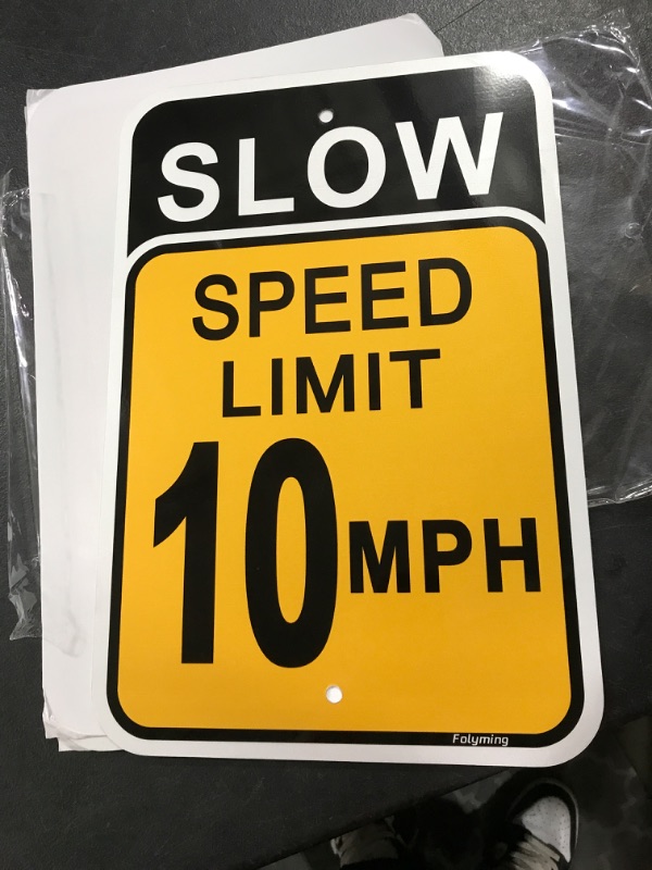 Photo 2 of 3 Pack Slow Speed Limit 10 MPH Sign, Slow Down Sign, 18 x 12 Inches Traffic Sign, Engineer Grade Metal Reflective Sturdy Rust Aluminum Waterproof Durable Ink Easy to Install