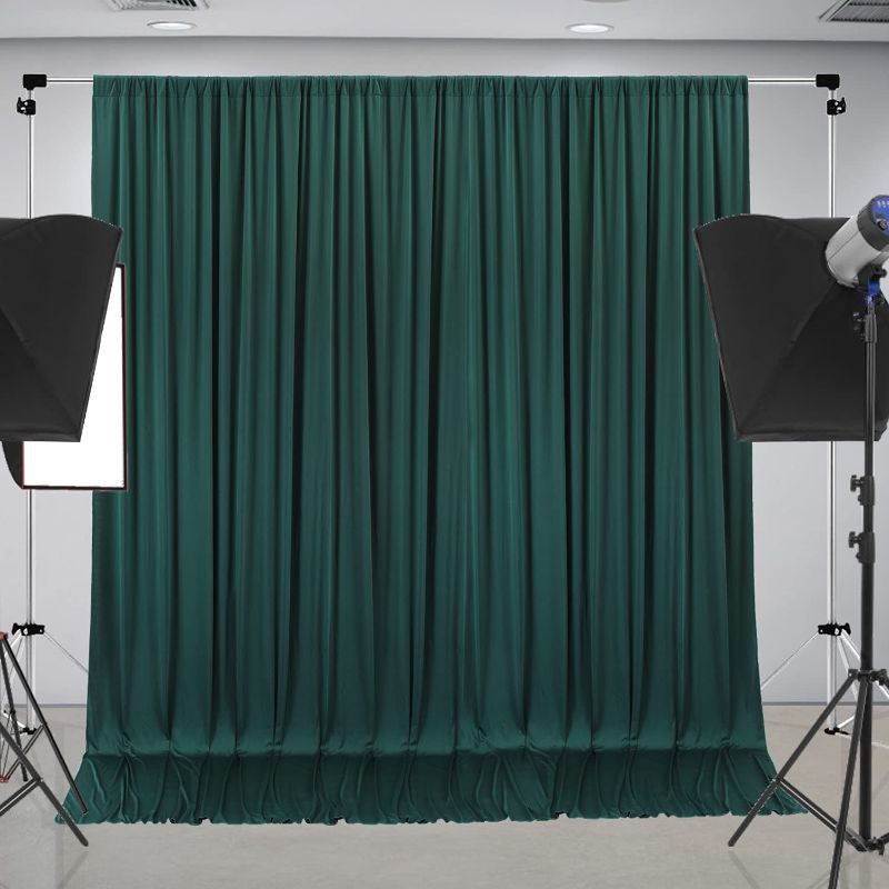 Photo 1 of 10 ft x 10 ft Wrinkle Free Blackish Green Backdrop Curtain Panels, Polyester Photography Backdrop Drapes, Wedding Party Home Decoration Supplies 