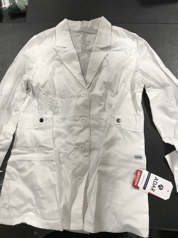 Photo 2 of Adar Universal Stretch Lab Coat for Women - 28" Tab-Waist Lab Coat Large White