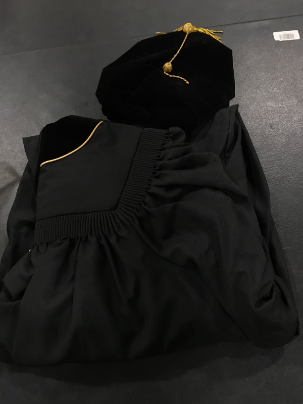 Photo 2 of Tnghui Unisex Deluxe Doctoral Graduation Gown and 8 Sided Tam Package with Gold Piping Black 51(5'6"-5'8")