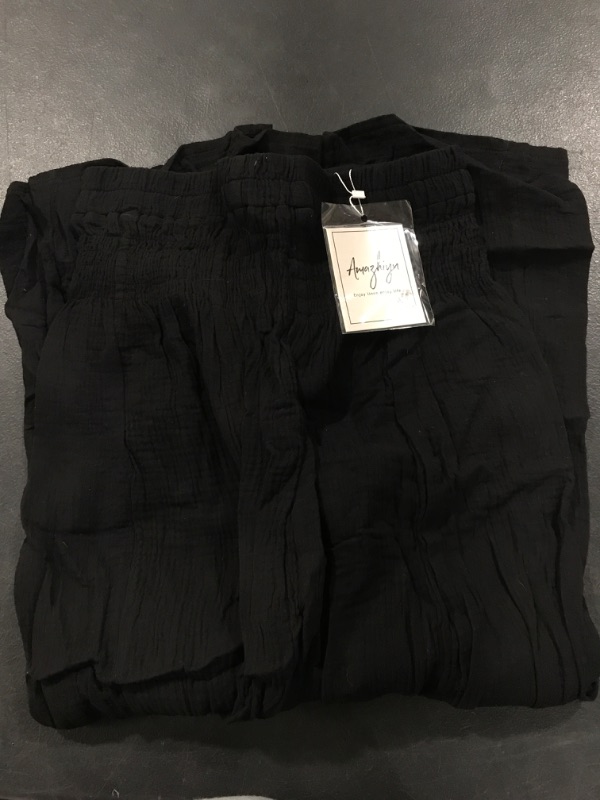 Photo 1 of Amazhiyu Womens Wide Leg Palazzo Flowy High Waist Casual Lounge Yoga Pants for Summer Black Large
