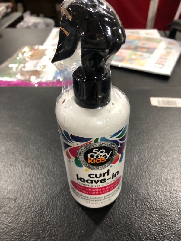 Photo 1 of SoCozy, Curl Spray LeaveIn Conditioner For Kids Hair Detangles and Restores Curls No Parabens Sulfates Synthetic Colors or Dyes, Jojoba Oil,Olive Oil & Vitamin B5, Sweet-Pea, 8 Fl Oz 8 Fl Oz (Pack of 1)