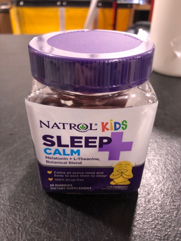 Photo 2 of Natrol Kids Sleep+ Calm, Drug Free Sleep Aid Supplement, Calm an Active Mind, Ease to Sleep, Melatonin and L-Theanine, 60 Strawberry Flavored Gummies Sleep + Calm