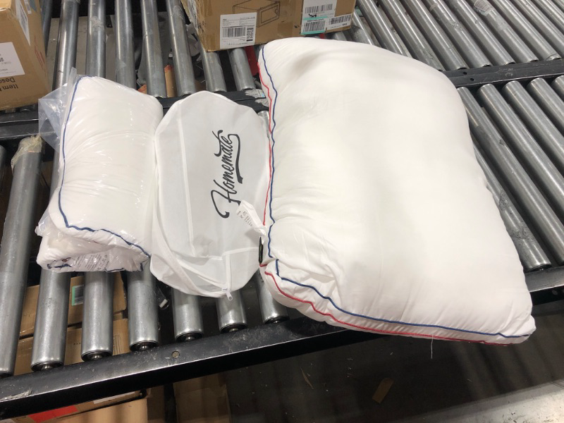 Photo 2 of 1 USED - 1 NEW IN BAG - Homemate Bed Pillows for Sleeping - Queen Size(20"x28") Set of 2 Gusset Pillows Allergy Friendly Microfiber Shell Fluffy Down Alternative Filling Pillow Suitable Back Stomach or Side Sleepers White Queen