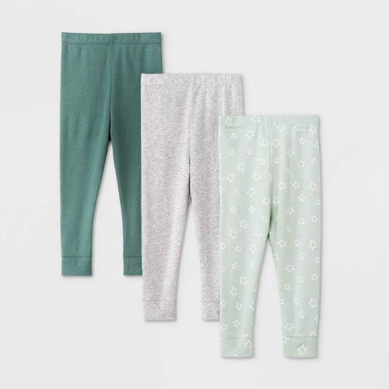 Photo 1 of Baby 3pk 'Hello Happy' Pants - Cloud Island Dark Green - SIZE 0-3 MONTHS
